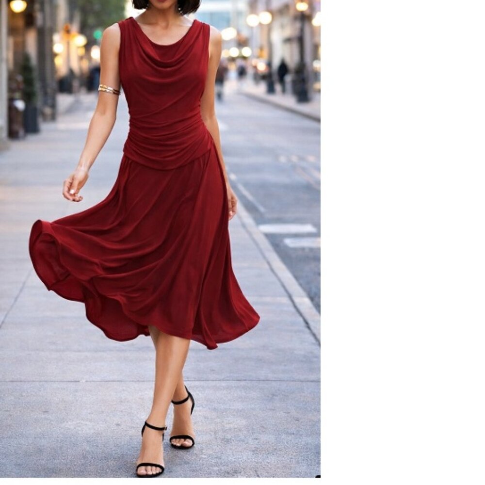 Jones New York Ruby Red Midi Dress - A BEAUTY!  Size 10 ~ Party Cocktail QUALITY